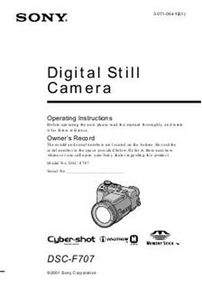 Sony Cyber-shot F707 manual. Camera Instructions.